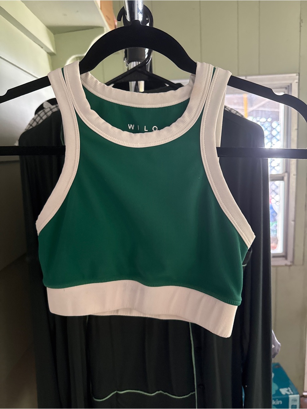 WIL.O Green Crop Tank with White Contrast Trim